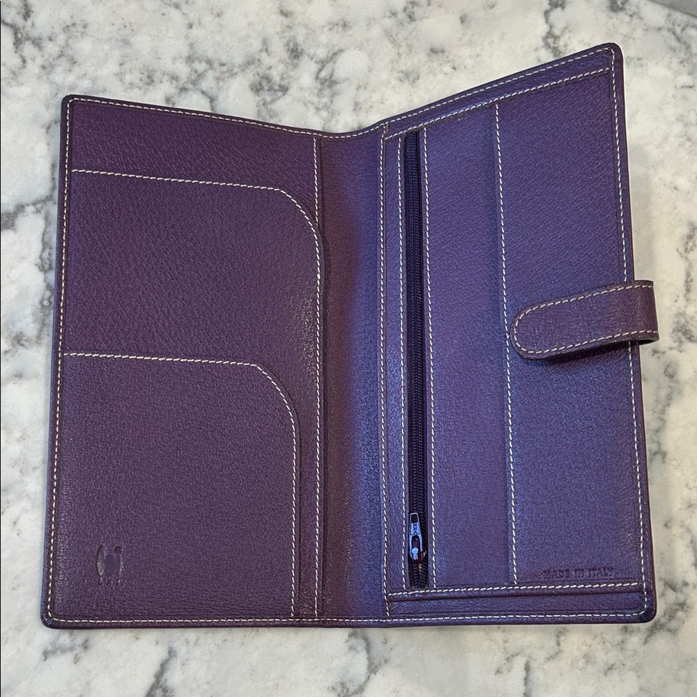 LAI Made in Italy Genuine Leather Wallet in Plum Purple - Picture 6 of 8